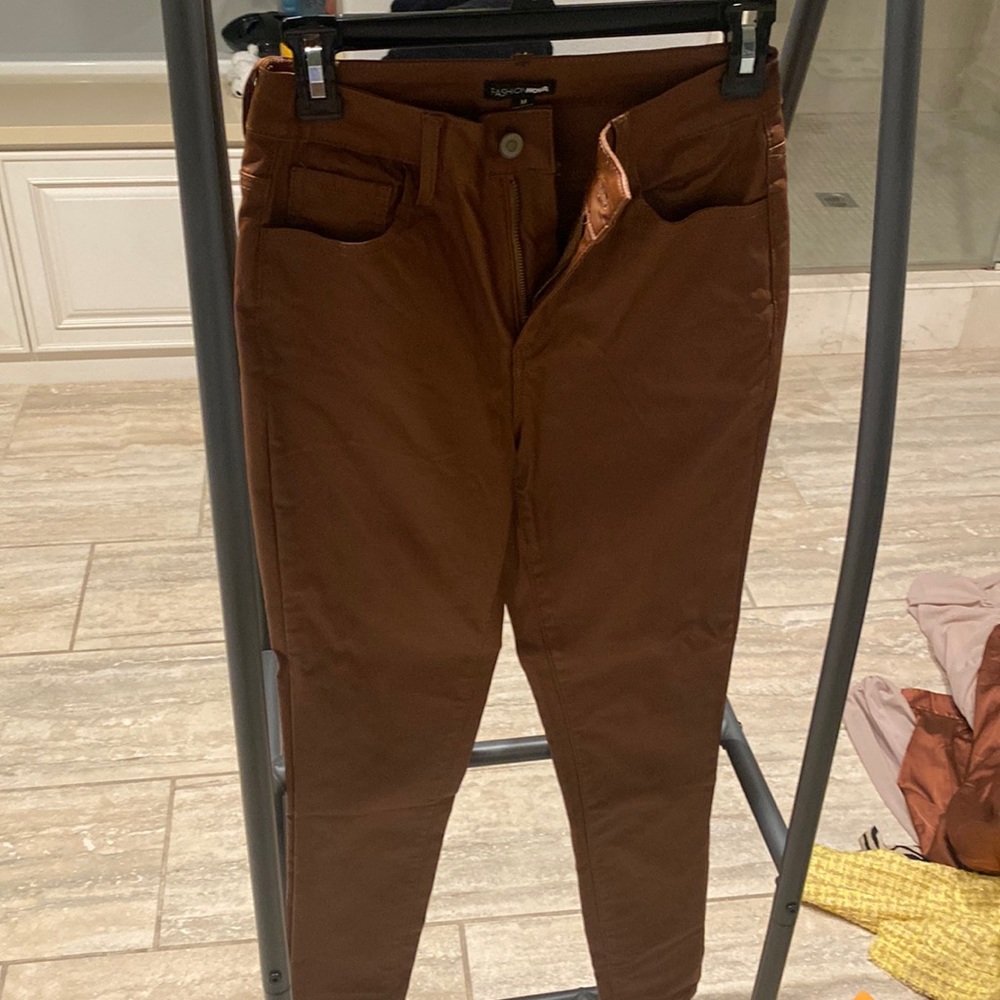 Fashion nova faux leather brown pants